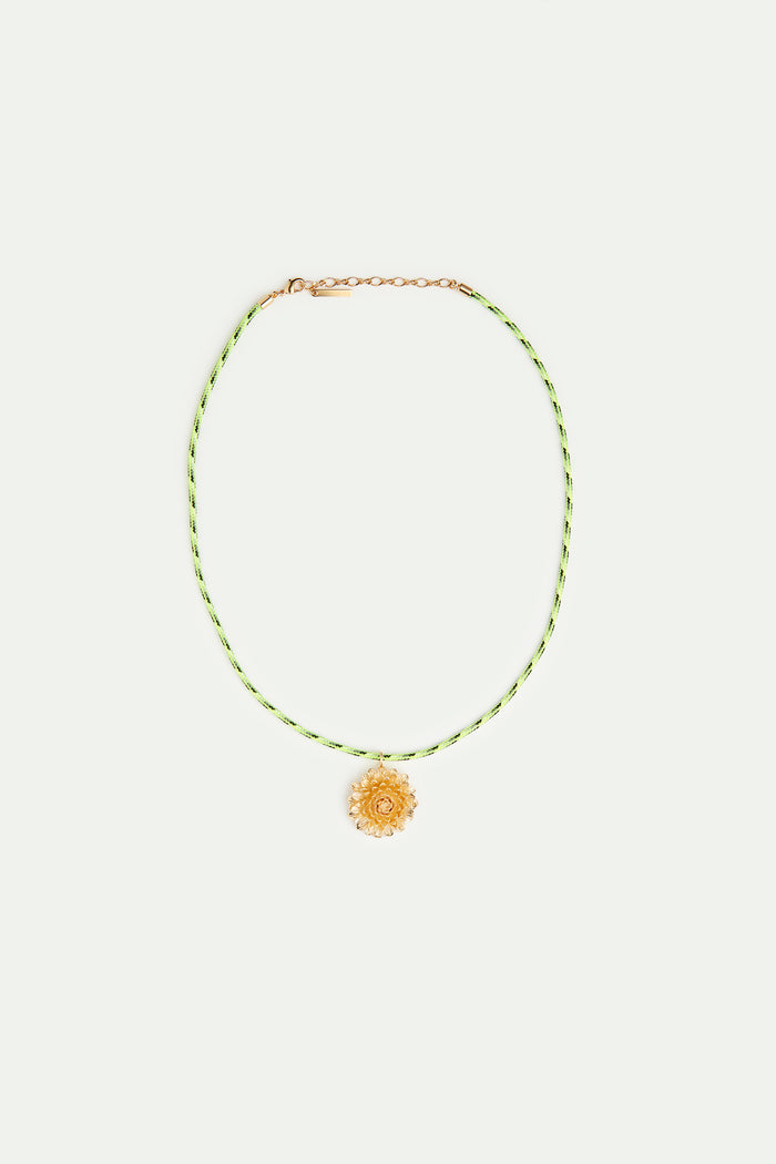Les Néréides Green Cord And Golden Dandelion Pendant Necklace - Multicolor