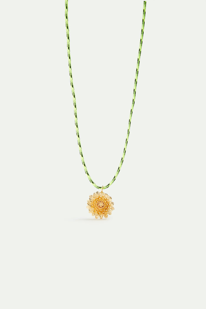 les néréides Green Cord and Golden Dandelion Pendant Necklace - Multicolor