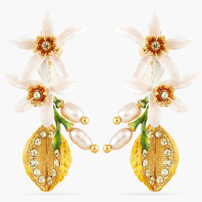 Les Néréides Half Lemon And Lemon Blossom Post Earrings - Yellow