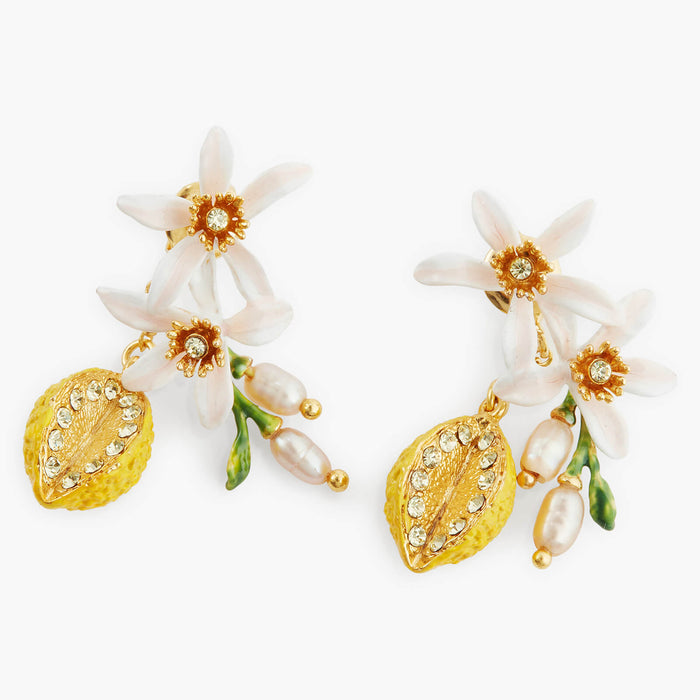 les néréides Half Lemon and Lemon Blossom Post Earrings - Yellow