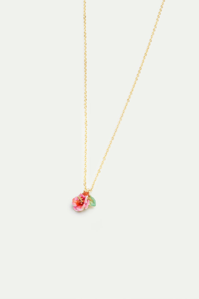 Les Néréides Hollyhock And Faceted Crystal Pendant Necklace - Pink