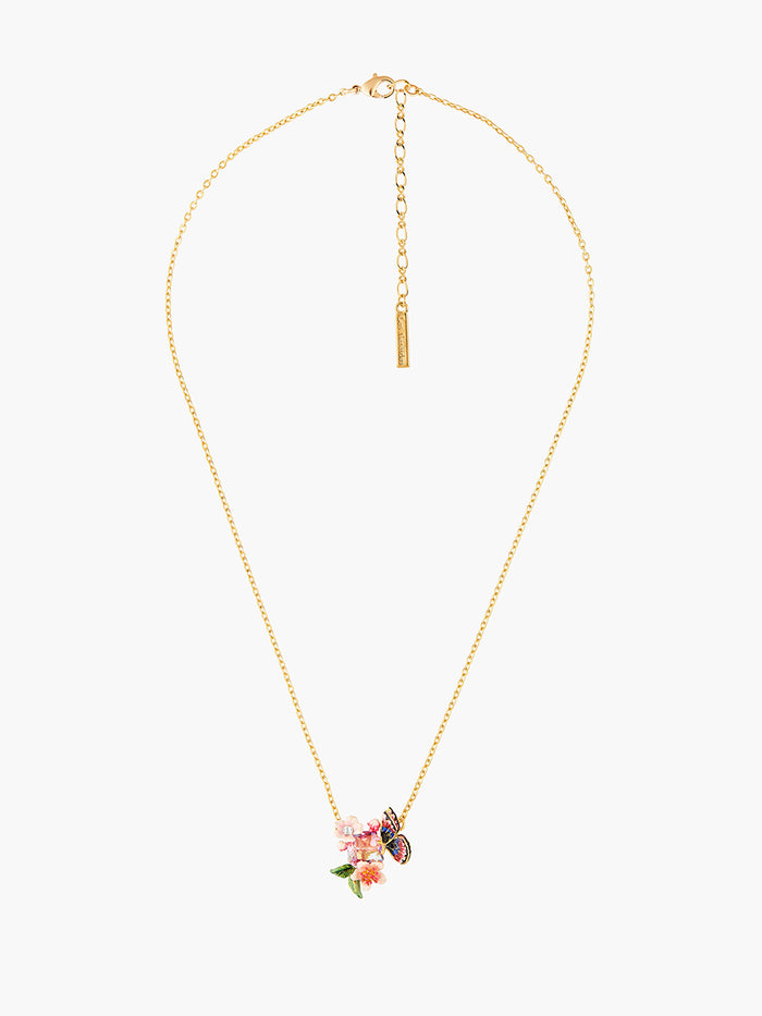 Les Néréides Japanese Emperor Butterfly And Cherry Blossom Necklace - Multicolore