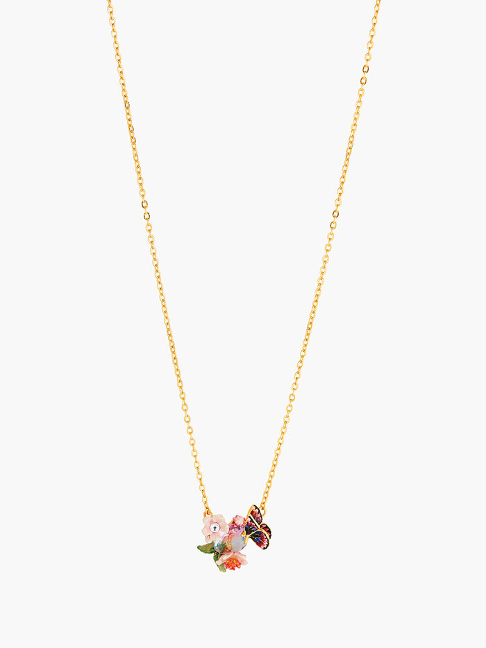 les néréides Japanese Emperor Butterfly and Cherry Blossom Necklace - Multicolore