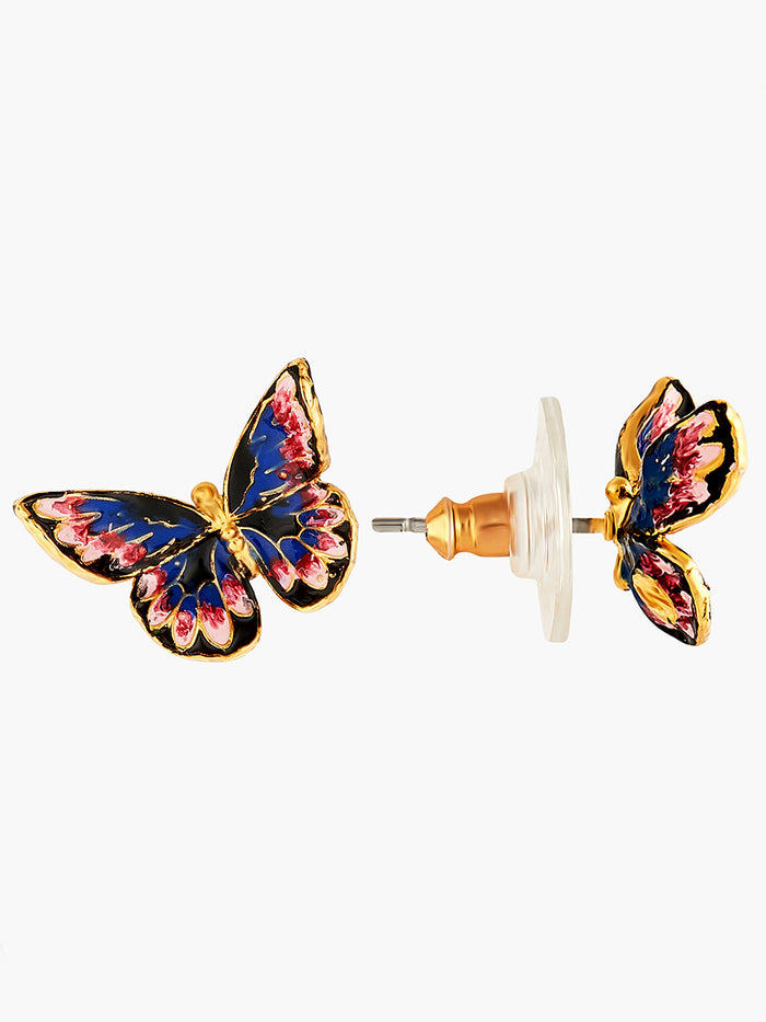 Les Néréides Japanese Emperor Butterfly Post Earrings - Multicolore