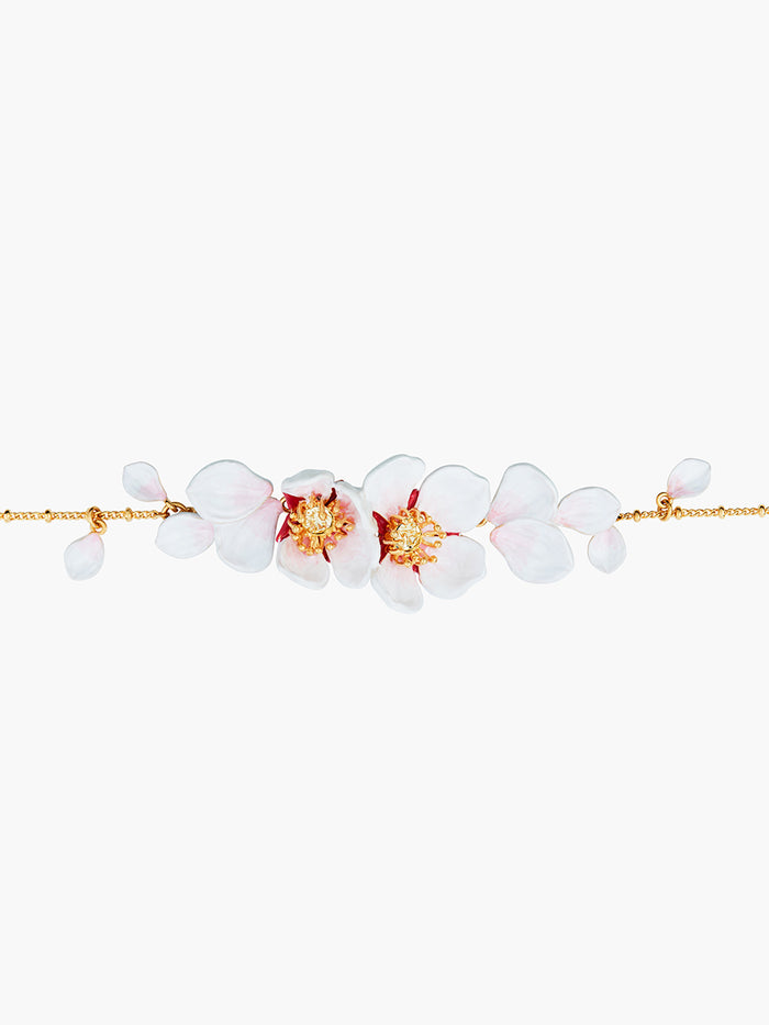 Les Néréides Japanese White Cherry Blossom And Petals Thin Bracelet - Blanc
