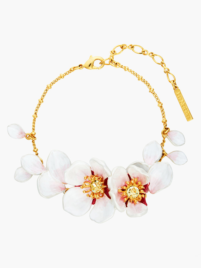les néréides Japanese White Cherry Blossom and Petals Thin Bracelet - Blanc
