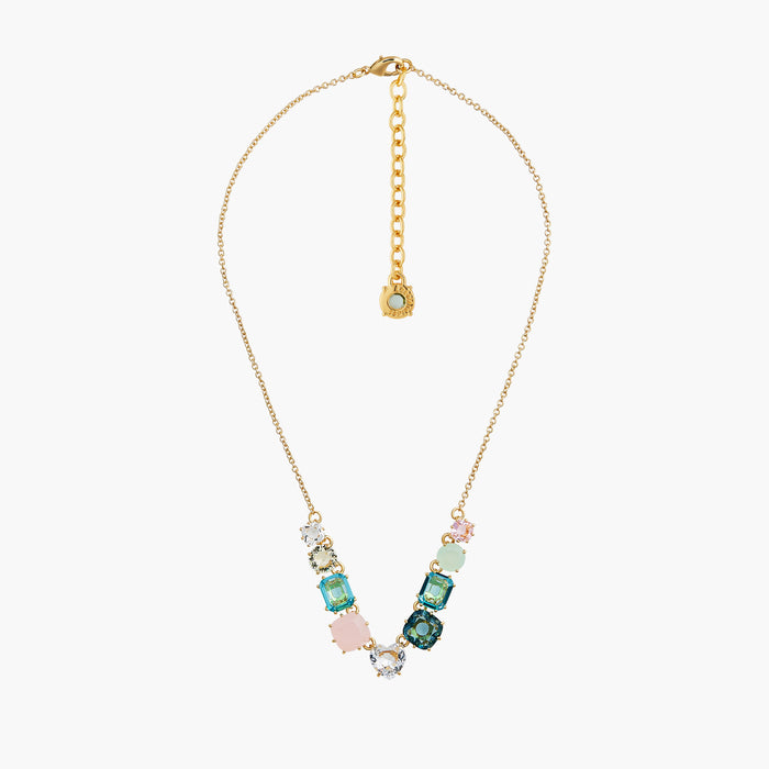 Les Néréides La Diamantine Acqua Azzura 9 Stones Thin Pendant Necklace - Cyan Blue