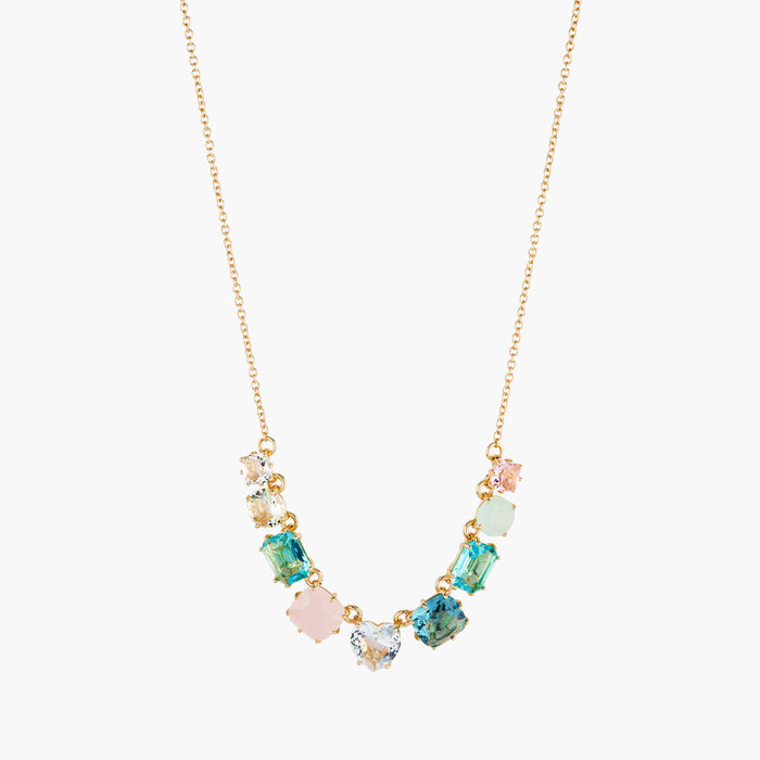 les néréides La Diamantine Acqua Azzura 9 Stones Thin Pendant Necklace - Cyan Blue