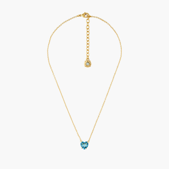 Les Néréides La Diamantine Acqua Azzura Heart Stone Pendant Necklace - Cyan Blue