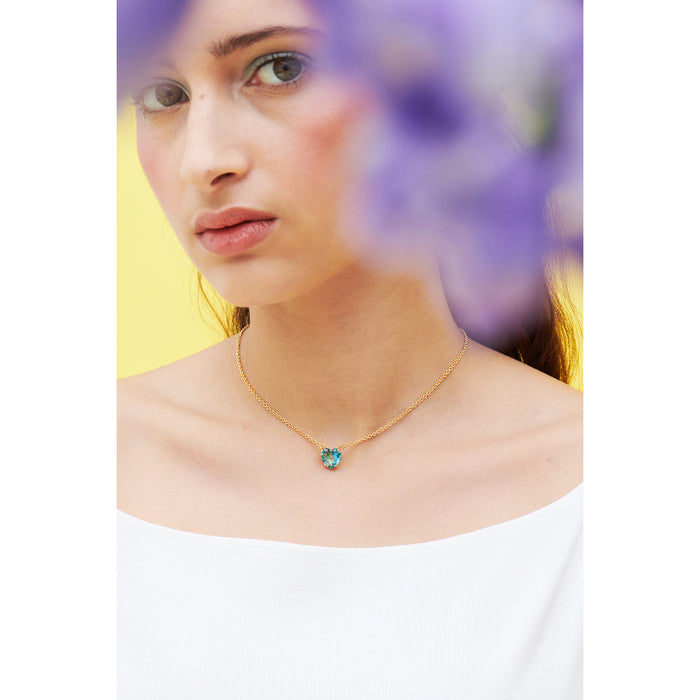 Les Néréides La Diamantine Acqua Azzura Heart Stone Pendant Necklace - Cyan Blue