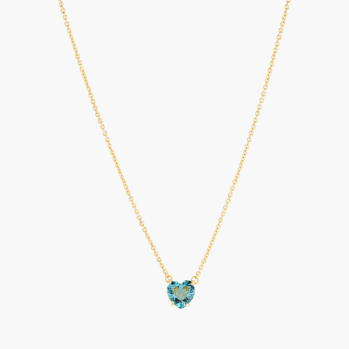 les néréides La Diamantine Acqua Azzura Heart Stone Pendant Necklace - Cyan Blue