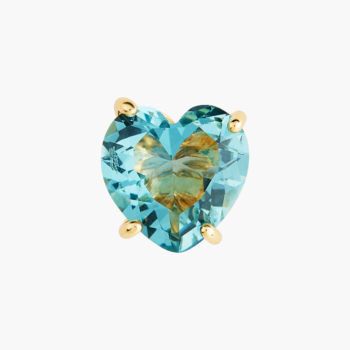 Les Néréides La Diamantine Acqua Azzura Heart Stud Earrings - Cyan Blue