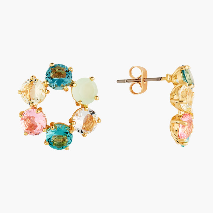 Les Néréides La Diamantine Acqua Azzura Hoops Post Earrings - Cyan Blue