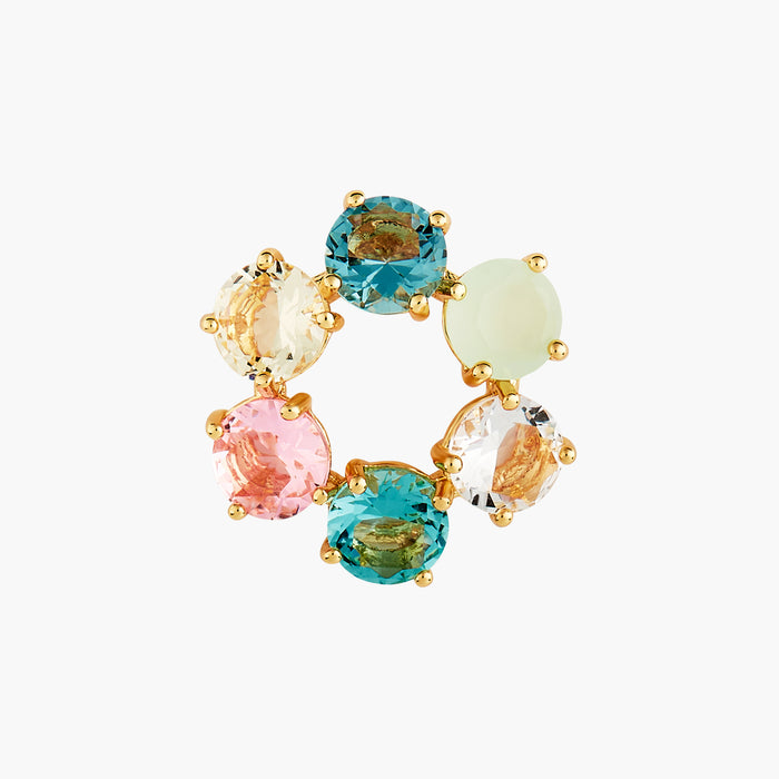 Les Néréides La Diamantine Acqua Azzura Hoops Post Earrings - Cyan Blue