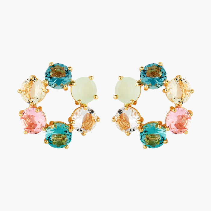 les néréides La Diamantine Acqua Azzura Hoops Post Earrings - Cyan Blue