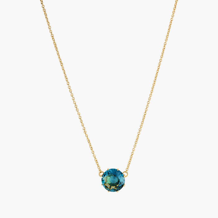 les néréides La Diamantine Acqua Azzura Round Stone Pendant Necklace - Cyan Blue
