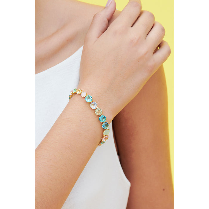 Les Néréides La Diamantine Aqua Azzura Stones Luxurious One Row Bracelet - Cyan Blue