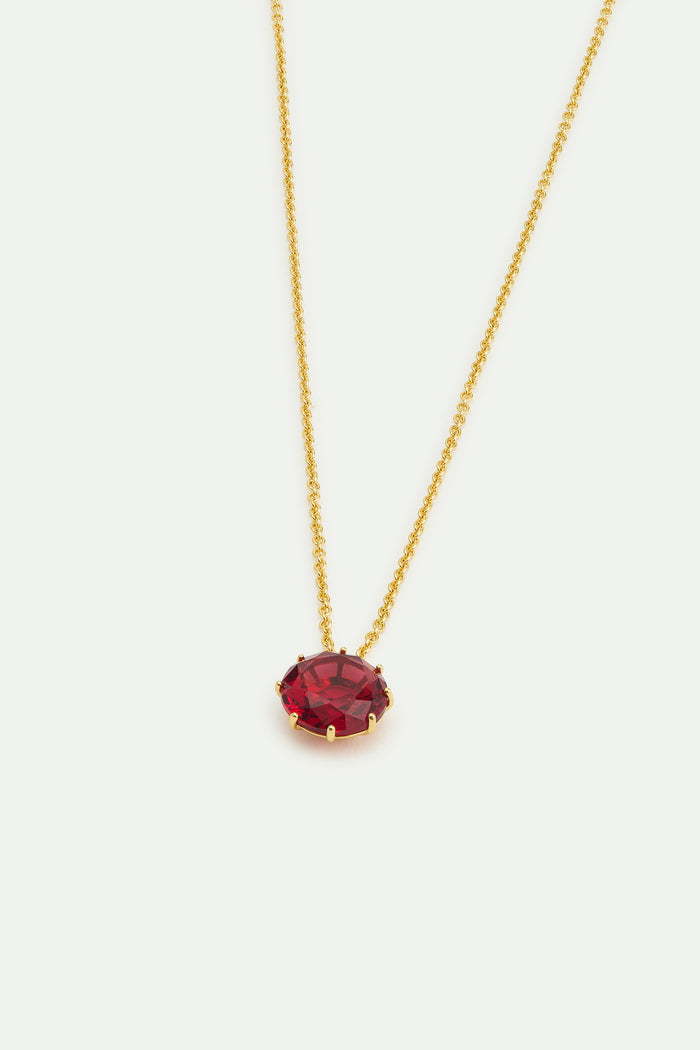 Les Néréides La Diamantine Fine Necklace With Dark Pink Round Stone - Pink