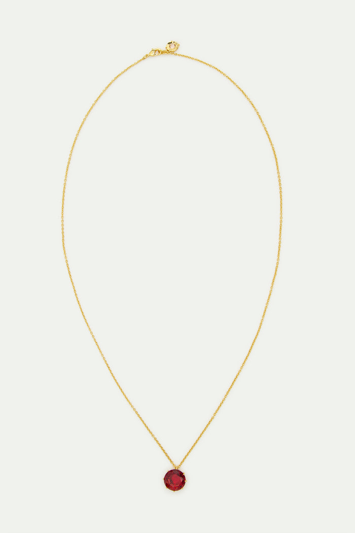 Les Néréides La Diamantine Fine Necklace With Dark Pink Round Stone - Pink