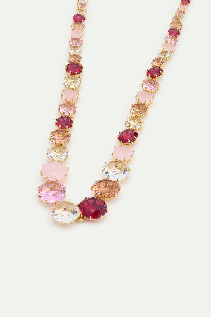 Les Néréides La Diamantine Long Necklace With Round Stones In Shades Of Pink - Pink