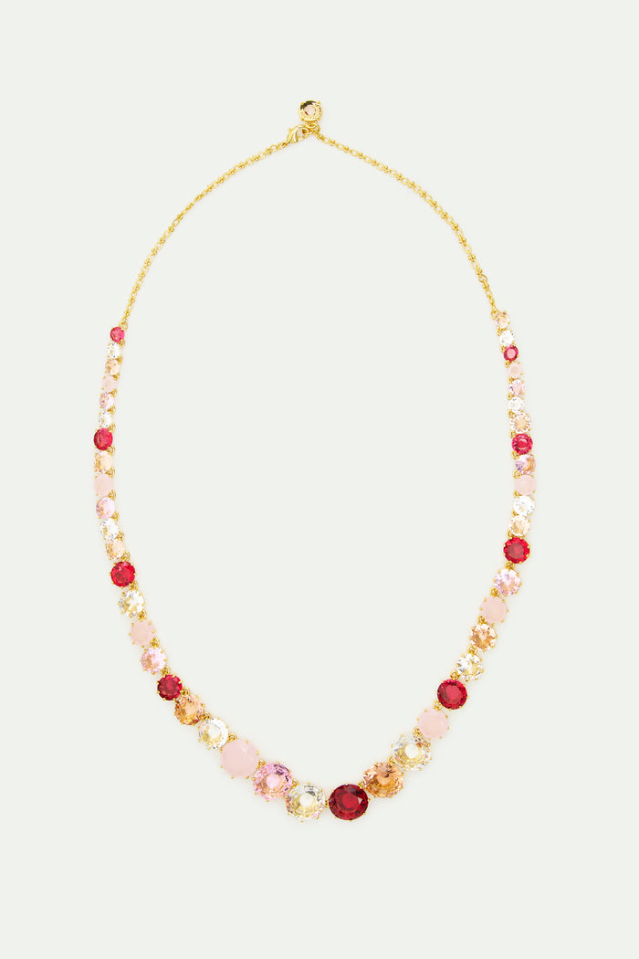 Les Néréides La Diamantine Long Necklace With Round Stones In Shades Of Pink - Pink