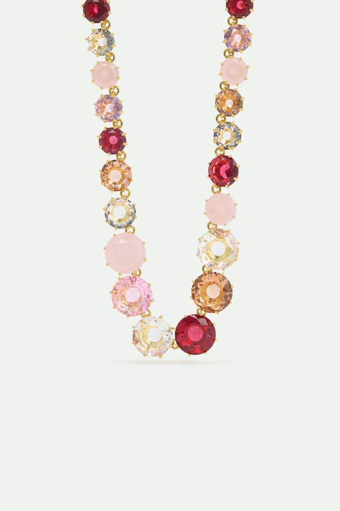 les néréides La Diamantine Long Necklace with Round Stones in Shades of Pink - Pink