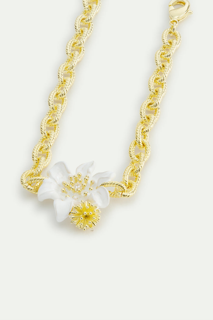 Les Néréides Large White Clematis And Japanese Kerria Bracelet - White