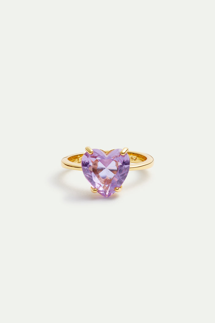 Les Néréides Lavender Diamantine Heart-Shaped Stone Solitaire Ring - 5.5 (50 Mm) / Purple