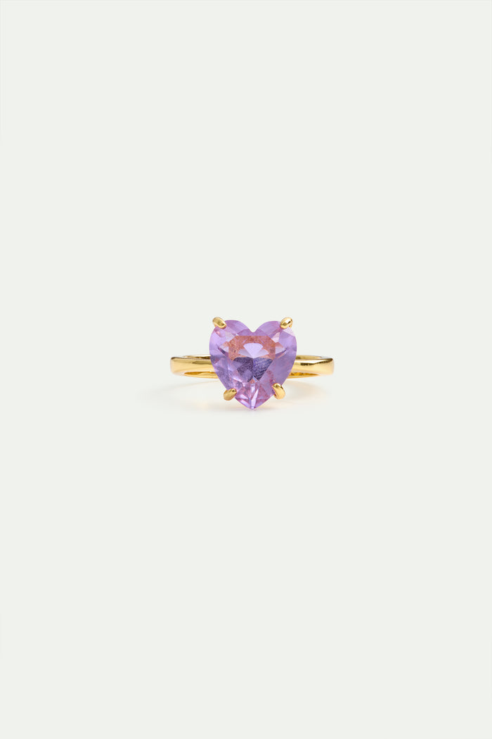 Les Néréides Lavender Diamantine Heart-Shaped Stone Solitaire Ring - 5.5 (50 Mm) / Purple