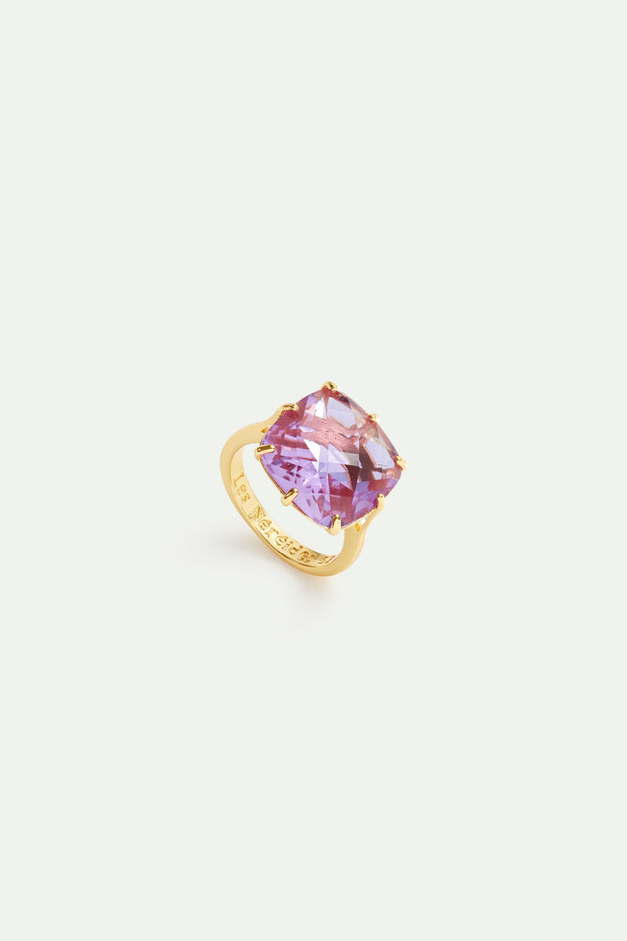 Les Néréides Lavender Diamantine Square Stone Solitaire Ring - 5.5 (50 Mm) / Purple
