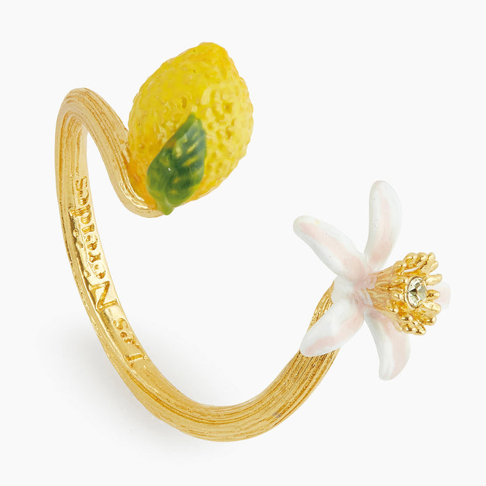 les néréides Lemon and Lemon Blossom Adjustable Ring - Jaune