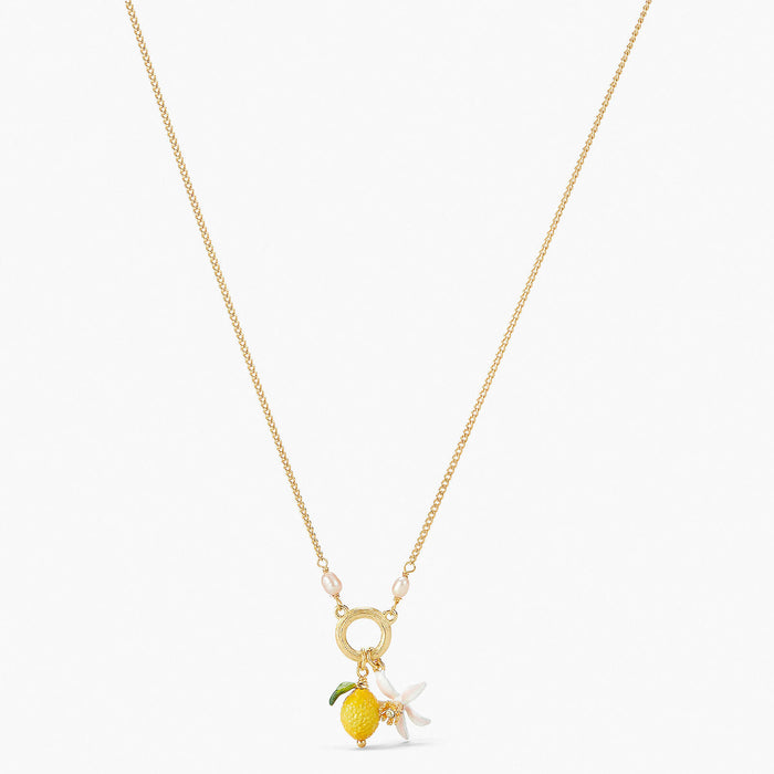 les néréides Lemon and Lemon Blossom Pendant Necklace - Yellow
