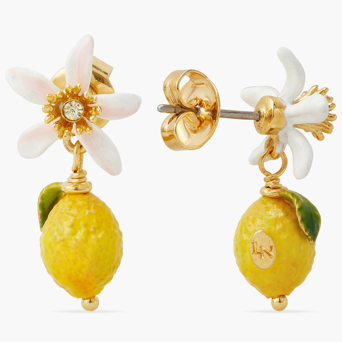 Les Néréides Lemon And White Flower Post Earrings - Yellow