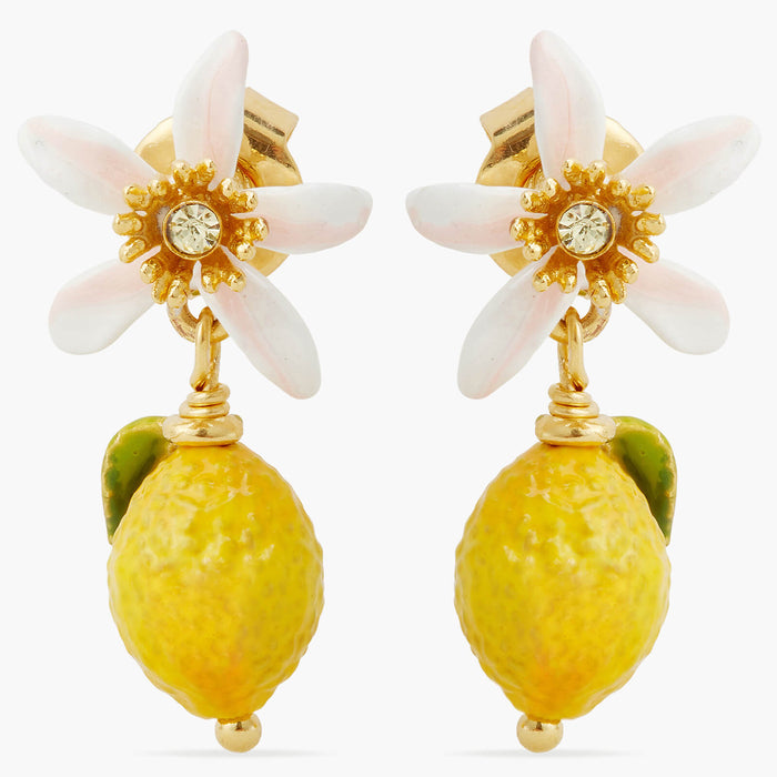 Les Néréides Lemon And White Flower Post Earrings - Yellow