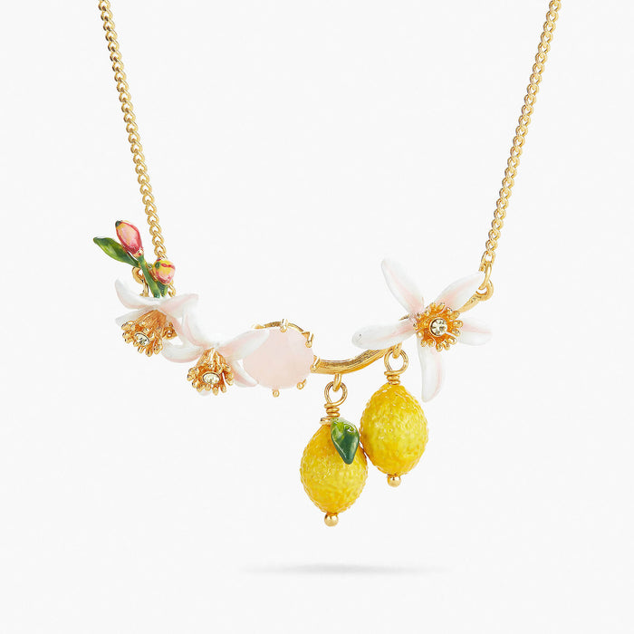 les néréides Lemons Flower Buds and Lemon Blossom Statement Necklace - Jaune