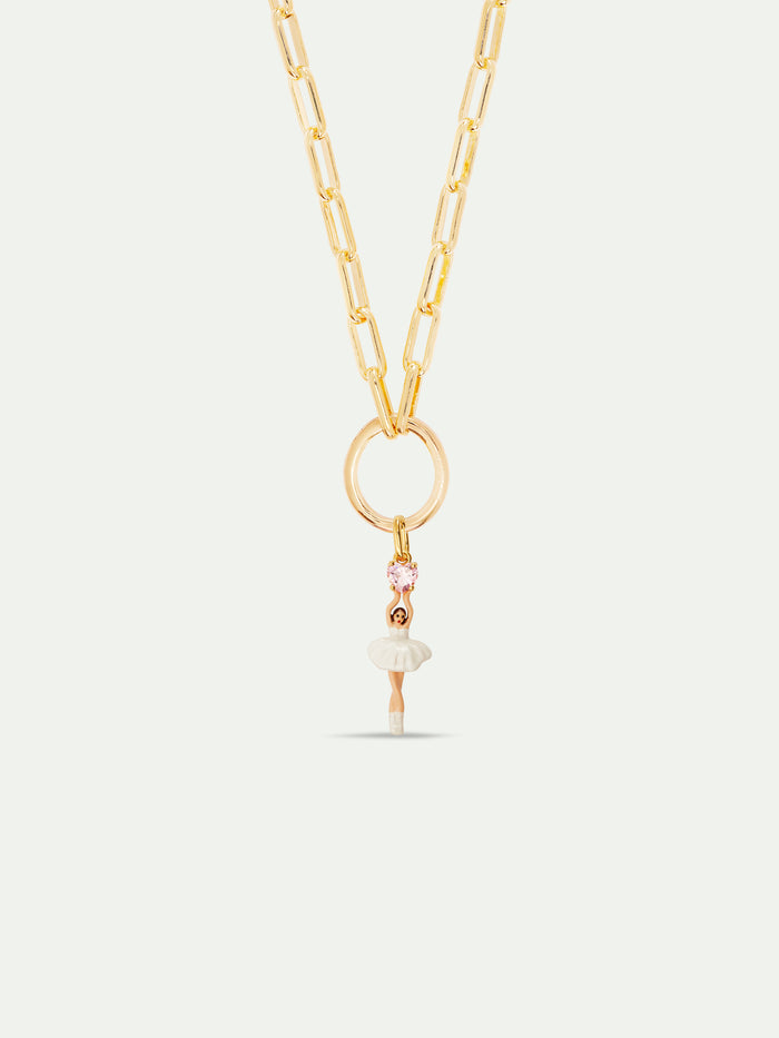 Les Néréides Ballerina And Cut Stone Pendant - White