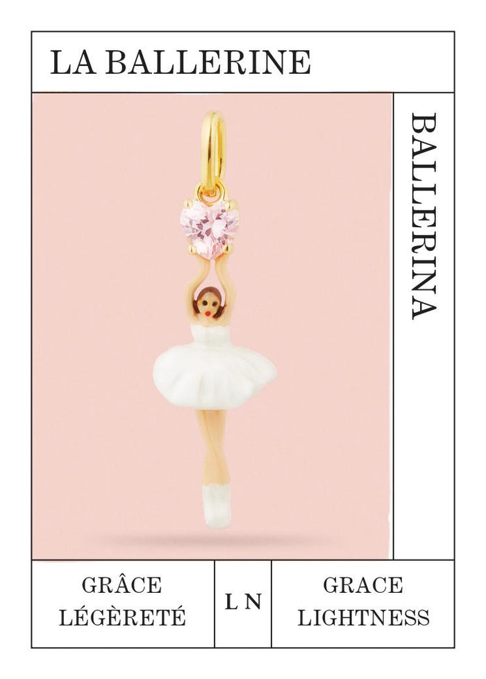 Les Néréides Ballerina And Cut Stone Pendant - White