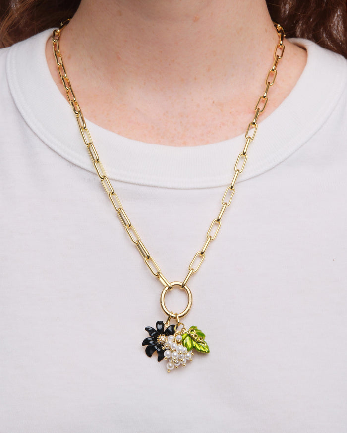 Les Néréides Black Lily Flower Pendant - Black