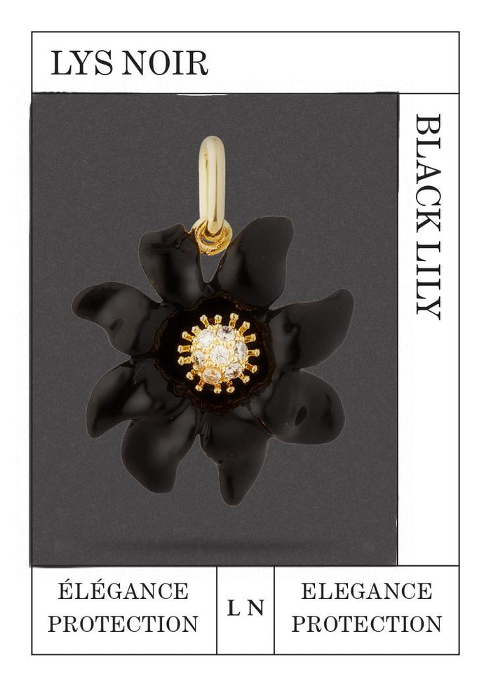 Les Néréides Black Lily Flower Pendant - Black