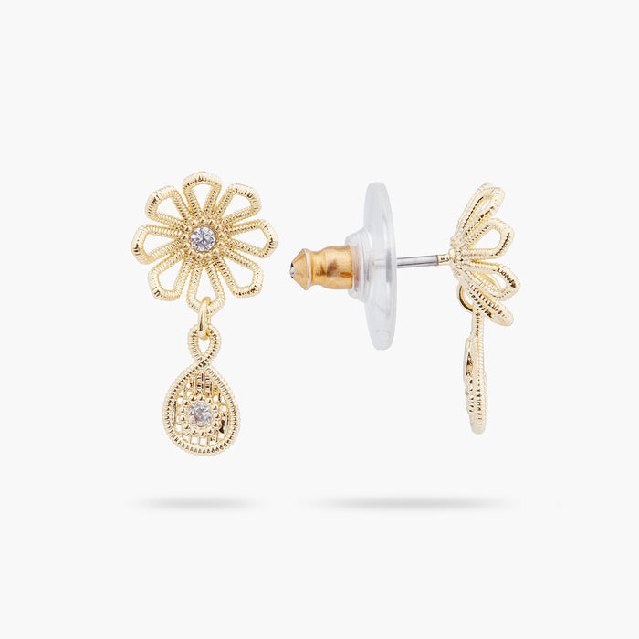 Les Néréides Gold Thread Flower Post Earrings - Gold