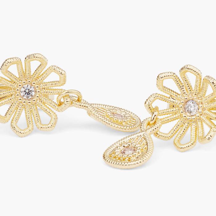 Les Néréides Gold Thread Flower Post Earrings - Gold