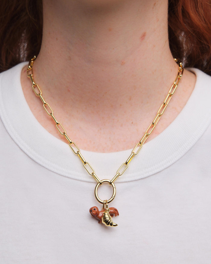 Les Néréides Golden Croissant Pendant - Multicolor