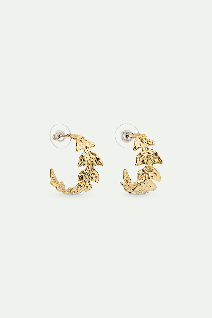 Les Néréides Golden Leaf Crown Hoop Earrings - Gold