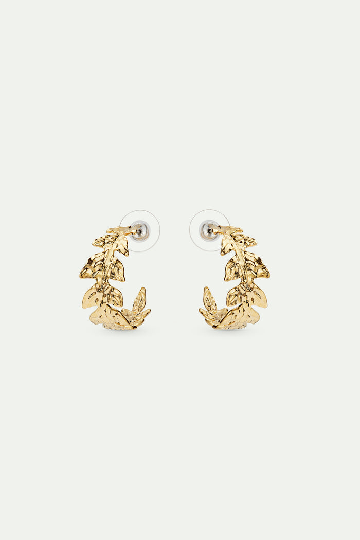 les néréides Golden Leaf Crown Hoop Earrings - Gold