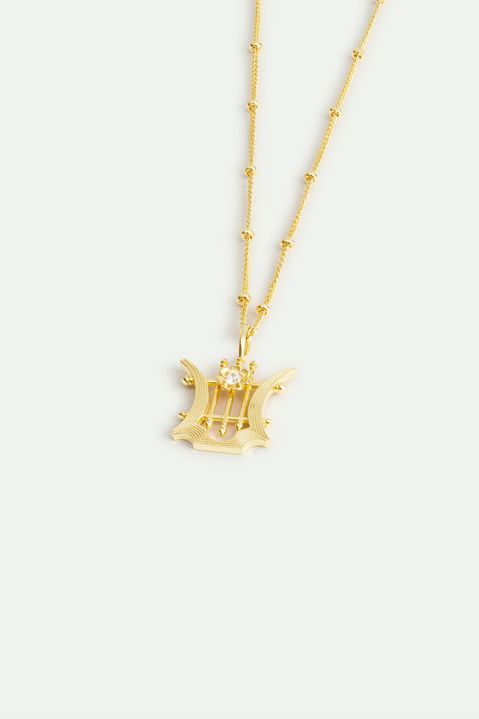 Les Néréides Golden Lyre Pendant Necklace - Gold