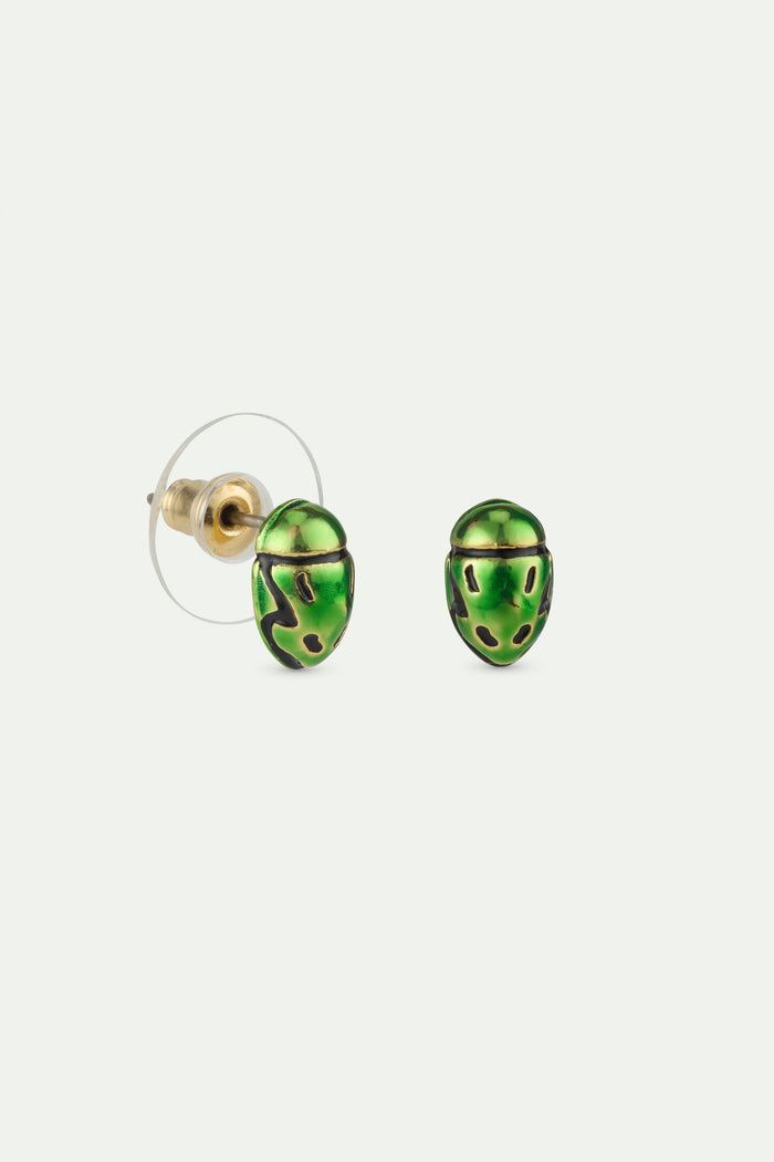 Les Néréides Green Rose Chafer Post Earrings - Green