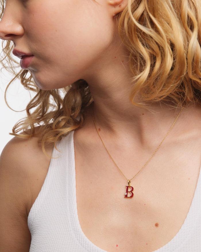 Les Néréides Letter B Pendant Necklace - Burgundy