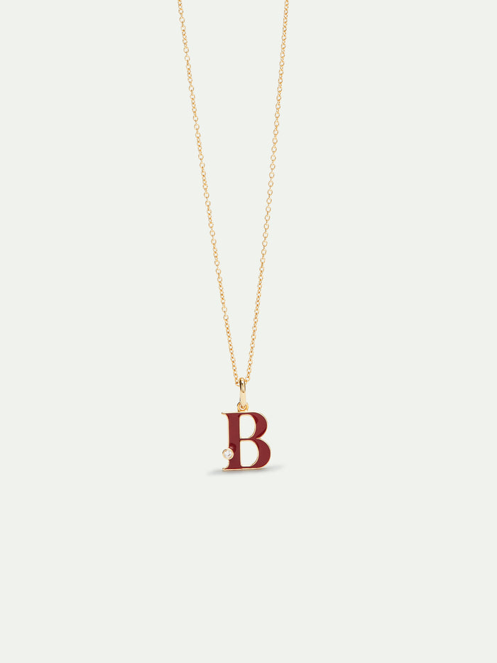 les néréides Letter B Pendant Necklace - Burgundy