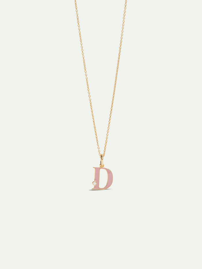 les néréides Letter D Pendant Necklace - Pink