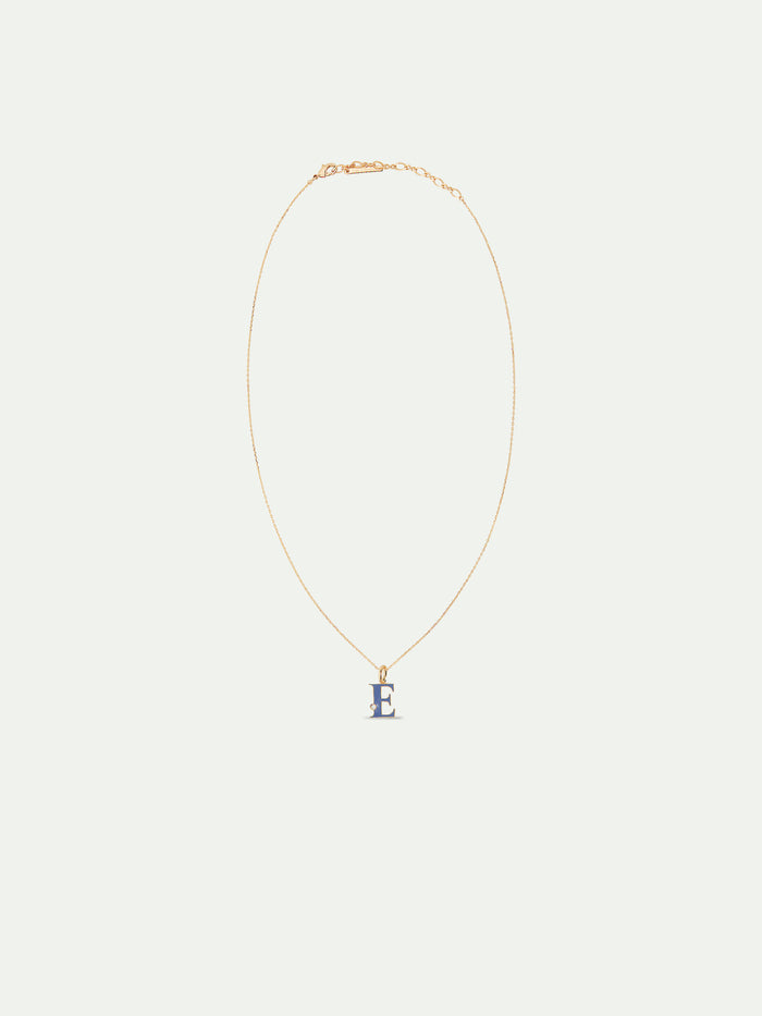 Les Néréides Letter E Pendant Necklace - Blue